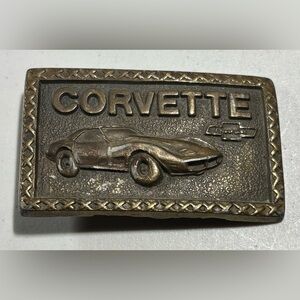 Vintage Chevrolet Corvette brass belt buckle